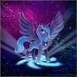 Size: 729x729 | Tagged: safe, artist:noctudelic, princess luna, alicorn, pony, g4, female, mare, s1 luna, solo, spread wings