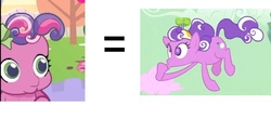 Size: 1179x520 | Tagged: safe, edit, edited screencap, screencap, cheerilee (g3), screwball, earth pony, pony, g3, g3.5, g4, newborn cuties, once upon a my little pony time, over two rainbows, the return of harmony, comparison, female, flying, mare