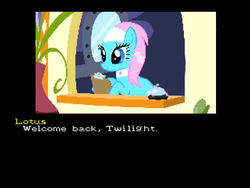 Size: 640x480 | Tagged: safe, lotus blossom, earth pony, pony, g4, crossover, female, mare, photoshop, pixel art, snatcher, solo, video game