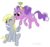 Size: 1000x942 | Tagged: safe, artist:hoppip, derpy hooves, screwball, earth pony, pegasus, pony, g4, duo, duo female, female, floating, flying, licking, mare, simple background, sitting, transparent background