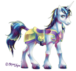 Size: 600x561 | Tagged: dead source, safe, artist:foervraengd, shining armor, pony, unicorn, g4, armor, male, outline, realistic, simple background, solo, stallion, tail wrap, transparent background, unshorn fetlocks