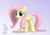 Size: 917x650 | Tagged: safe, artist:ctb-36, angel bunny, fluttershy, pegasus, pony, g4, duo, female, gradient background, looking at you, mare, smiling