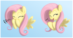 Size: 1040x550 | Tagged: safe, artist:ctb-36, artist:egophiliac, fluttershy, pegasus, pony, g4, colored, cute, eyes closed, female, hnnng, laughing, mare, shyabetes, smiling, solo