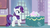 Size: 850x470 | Tagged: safe, screencap, rarity, pony, unicorn, g4, season 2, sisterhooves social, bill clinton, curtains, derp, female, mare, raised hoof, solo, window, youtube caption