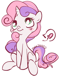 Size: 417x536 | Tagged: safe, artist:clovercoin, sweetie belle, pony, unicorn, g4, female, filly, simple background, sitting, solo, white background