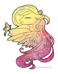 Size: 500x640 | Tagged: dead source, source needed, useless source url, safe, artist:d-oublehelix, fluttershy, butterfly, pegasus, pony, g4, bust, eyes closed, female, floppy ears, mare, portrait, profile, simple background, smiling, solo, transparent background