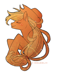 Size: 500x640 | Tagged: dead source, source needed, useless source url, safe, artist:d-oublehelix, applejack, earth pony, pony, g4, bust, eyes closed, female, mare, portrait, profile, simple background, smiling, solo, transparent background