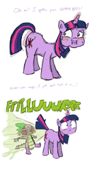Size: 687x1288 | Tagged: safe, artist:shoutingisfun, spike, twilight sparkle, dragon, pony, unicorn, g4, accident, blushing, brap, comic, duo, face fart, fart, fart noise, female, male, mare, raised tail, tail, toilet humor, twilight fartle, unicorn twilight