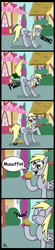Size: 741x3339 | Tagged: dead source, safe, artist:jay muniz, derpy hooves, pegasus, pony, g4, achievement unlocked, alternative defecation, bad pun, comic, eating, fart, female, food, gross, mare, muffin, pooping, reference, solo, wat