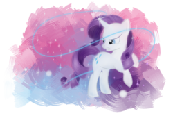 Size: 3000x2000 | Tagged: safe, artist:amethysthorn, rarity, pony, unicorn, g4, abstract background, female, gritted teeth, high res, looking back, magic, mare, rearing, simple background, solo, transparent background