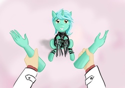 Size: 1048x736 | Tagged: safe, artist:v-invidia, lyra heartstrings, pony, unicorn, g4, crossover, crying, edward scissorhands, female, grin, hand, humie, implications, looking at you, mare, offscreen character, parody, pov, sitting, smiling, tears of joy, that pony sure does love hands, this will end in tears and/or death, tim burton, unfortunate implications, vincent price