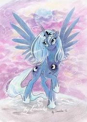 Size: 442x615 | Tagged: safe, artist:imanika, princess luna, alicorn, pony, g4, female, mare, raised hoof, s1 luna, solo, traditional art