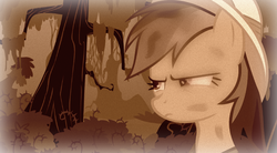 Size: 915x506 | Tagged: safe, daring do, pegasus, pony, g4, daring do and the trials of zenith, female, forest, lidded eyes, mare, photo, solo