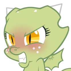 Size: 550x555 | Tagged: safe, artist:queencold, oc, oc only, oc:jade (queencold), dragon, angry, blushing, dragon oc, dragoness, female, simple background, solo, transparent background