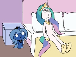 Size: 638x479 | Tagged: safe, artist:blubhead, princess celestia, princess luna, anthro, unguligrade anthro, g4, ambiguous facial structure, arm hooves, crossover, family guy, male, parody, s1 luna