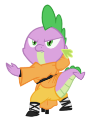 Size: 400x512 | Tagged: safe, artist:queencold, spike, dragon, g4, black belt, clothes, glare, kung fu, male, martial arts, pants, robe, shaolin kung fu, shoes, simple background, solo, transparent background, vector