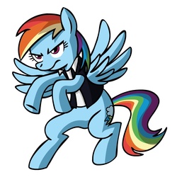 Size: 945x945 | Tagged: safe, artist:megasweet, rainbow dash, pegasus, pony, g4, female, han solo, mare, simple background, solo, star wars, white background