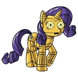 Size: 945x945 | Tagged: safe, artist:megasweet, rarity, pony, g4, c-3po, crossover, female, simple background, solo, star wars, white background