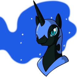 Size: 945x945 | Tagged: dead source, safe, artist:megasweet, nightmare moon, alicorn, pony, g4, female, mare, simple background, smiling, solo, white background