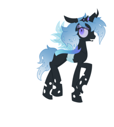 Size: 1800x2000 | Tagged: safe, artist:piichu-pi, oc, oc only, oc:tundra, changeling, changeling queen, blue changeling, changeling queen oc, female, simple background, solo, transparent background, tundra