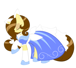 Size: 2216x2000 | Tagged: safe, artist:piichu-pi, oc, oc only, oc:eclair, pony, unicorn, clothes, dress, eyes closed, female, gala dress, high res, mare, raised hoof, simple background, solo, transparent background