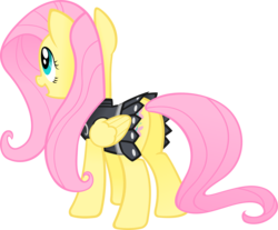 Size: 1811x1500 | Tagged: safe, artist:kurokaji11, fluttershy, private pansy, pegasus, pony, g4, armor, butt, clothes, female, flutterbutt, mare, plot, rear view, simple background, smiling, solo, transparent background