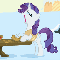 Size: 300x300 | Tagged: safe, screencap, rarity, pony, unicorn, g4, season 1, winter wrap up, animated, crying, eyes closed, facedesk, facenest, female, gif, leaning, mare, marshmelodrama, open mouth, rarity being rarity, solo