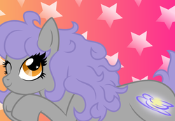 Size: 4677x3246 | Tagged: safe, artist:catnipfairy, oc, oc only, oc:lavender skies, earth pony, pony, abstract background, female, mare, one eye closed, prone, smiling, vector