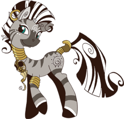 Size: 500x480 | Tagged: safe, artist:science fox, zecora, pony, zebra, g4, ear piercing, earring, female, jewelry, mare, mask, piercing, raised hoof, simple background, smiling, solo, transparent background