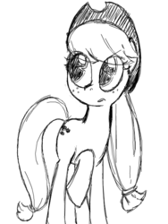Size: 480x640 | Tagged: safe, artist:that-technique, applejack, earth pony, pony, g4, female, mare, monochrome, raised hoof, sketch, solo