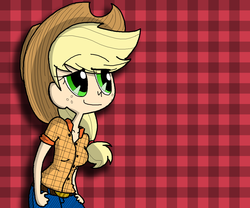 Size: 1200x1000 | Tagged: safe, artist:mrockz, artist:that-technique, applejack, human, g4, abstract background, female, humanized, solo