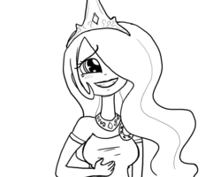 Size: 1000x800 | Tagged: safe, artist:that-technique, princess celestia, human, g4, female, hair over one eye, humanized, monochrome, princess, smiling, solo