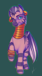 Size: 498x892 | Tagged: safe, artist:kawaiitank, zecora, pony, zebra, g4, female, mare, raised hoof, simple background, solo