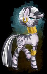 Size: 682x1068 | Tagged: safe, artist:steeve, zecora, pony, zebra, g4, abstract background, female, mare, solo