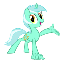 Size: 1800x1600 | Tagged: safe, artist:tess, lyra heartstrings, pony, unicorn, g4, female, hand, hands on pony, hoof hands, mare, simple background, smiling, solo, that pony sure does love hands, transparent background, what has science done
