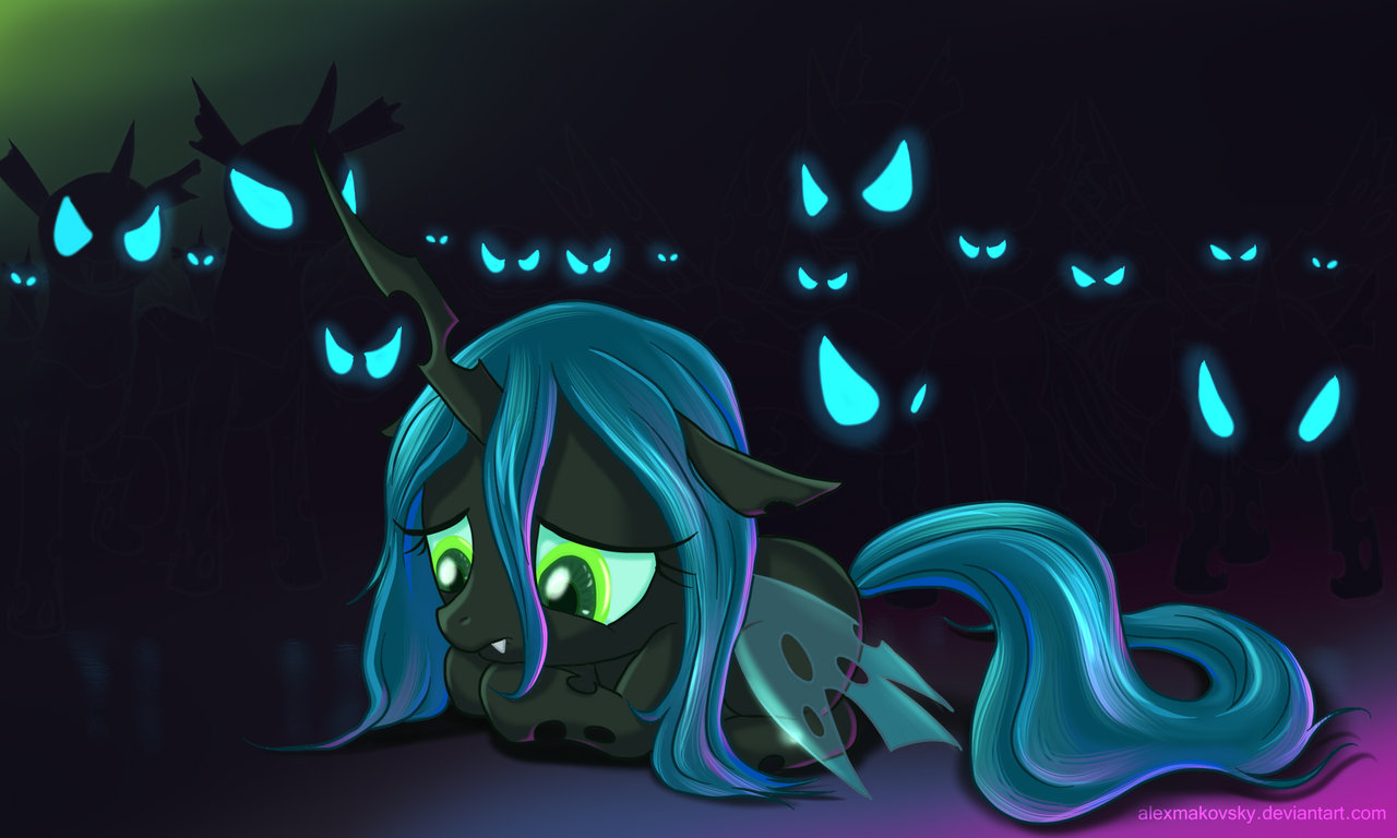 Safe Artist Alexmakovsky Queen Chrysalis Changeling Changeling Queen Nymph Cute