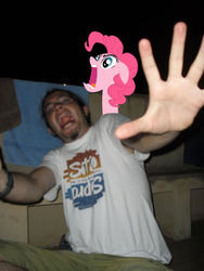 Size: 540x720 | Tagged: safe, pinkie pie, earth pony, human, pony, g4, female, forever, irl, irl human, mare, photo, photoshop