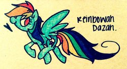 Size: 1024x557 | Tagged: safe, artist:awesomeamz, rainbow dash, pegasus, pony, g4, female, mare, no pupils, solo