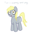 Size: 685x638 | Tagged: safe, artist:elslowmo, artist:shoutingisfun, part of a set, derpy hooves, pegasus, pony, g4, dialogue, female, lies, mare, race swap, shouting's characters, simple background, solo, underp, white background, wingless