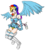 Size: 857x949 | Tagged: safe, artist:eradose, rainbow dash, human, g4, breasts, cleavage, clothes, cosplay, dress, female, humanized, nanael, panties, queen's blade, rainbow underwear, shoes, simple background, skirt, sneakers, socks, solo, striped underwear, thigh highs, transparent background, underwear, upskirt, winged humanization