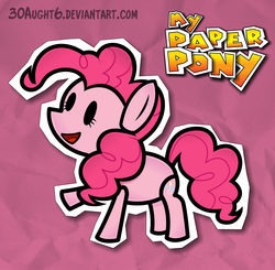 Size: 3683x3614 | Tagged: safe, artist:urpleb3atin, pinkie pie, earth pony, pony, g4, crossover, female, high res, male, mare, mario, my paper pony, paper mario, paper pony, solo