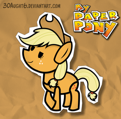 Size: 3658x3590 | Tagged: safe, artist:urpleb3atin, applejack, earth pony, pony, g4, crossover, female, high res, lidded eyes, male, mare, mario, my paper pony, paper mario, paper pony, solo