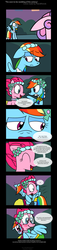 Size: 800x3500 | Tagged: safe, artist:fkandfriends, pinkie pie, rainbow dash, earth pony, pegasus, pony, g4, blushing, bridesmaid dress, clothes, comic, crying, dress, female, floppy ears, hug, lesbian, mare, ship:pinkiedash, shipping, tears of joy