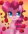 Size: 500x601 | Tagged: safe, artist:loyaldis, pinkie pie, earth pony, pony, g4, abstract background, animated, female, food, happy, heart eyes, mare, solo, strawberry, wingding eyes