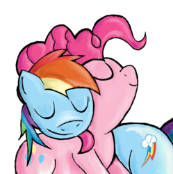 Size: 892x896 | Tagged: safe, artist:fimirae, pinkie pie, rainbow dash, earth pony, pegasus, pony, g4, cuddling, eyes closed, female, lesbian, mare, neck nuzzle, nuzzling, ship:pinkiedash, shipping, simple background, smiling, snuggling, transparent background