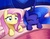 Size: 1100x850 | Tagged: safe, artist:negativefox, fluttershy, princess luna, alicorn, pegasus, pony, g4, bed, blushing, duo, eyes closed, female, lesbian, mare, on back, ship:lunashy, shipping