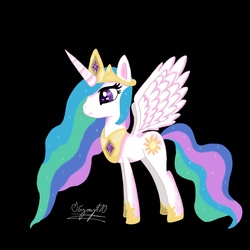 Size: 2500x2500 | Tagged: safe, artist:php7, princess celestia, alicorn, pony, g4, black background, female, high res, mare, peytral, simple background, smiling, solo