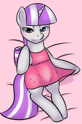 Size: 600x900 | Tagged: safe, artist:kloudmutt, twilight velvet, pony, unicorn, g4, bedroom eyes, clothes, female, looking at you, mare, milf, nightgown, on back, solo