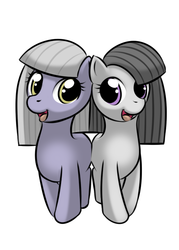 Size: 500x700 | Tagged: safe, artist:kloudmutt, limestone pie, marble pie, earth pony, pony, g4, duo, duo female, female, happy, mare, pie sisters, simple background, sisters, smiling, white background