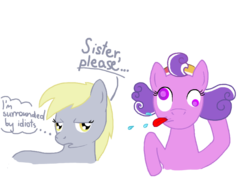 Size: 778x596 | Tagged: safe, artist:amberapple, derpy hooves, screwball, earth pony, pegasus, pony, g4, duo, duo female, female, mare, simple background, thought bubble, tongue out, transparent background